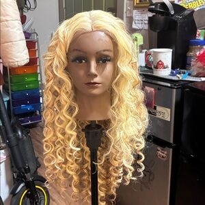 Golden Blonde Curly Wig for Women